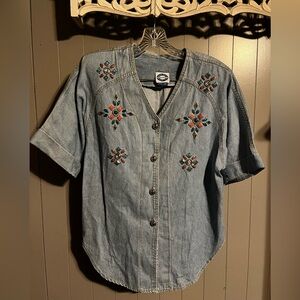 Vintage BINGO BINGO denim western embellished top 90’s
